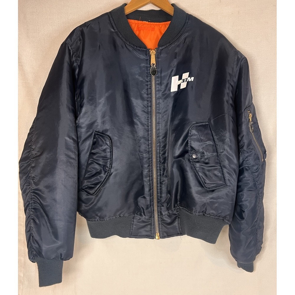 HEEM Inc/Rothco Bomber Jacket Navy Orange Size Med Snake & Grim Reeper Graphic